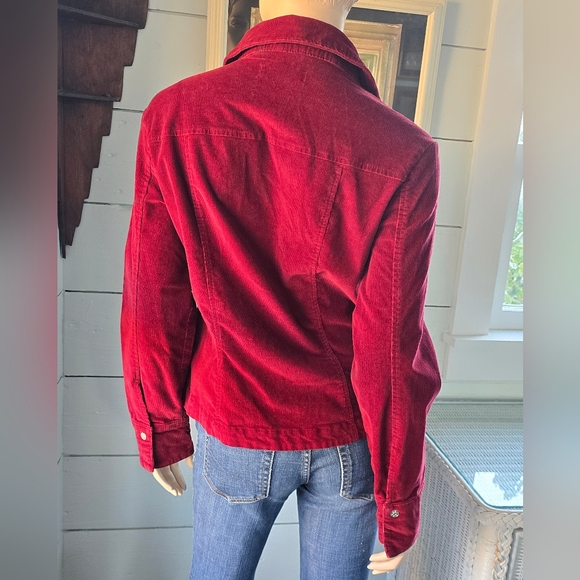 Vintage 90's Live A Little  Red Women's Corduroy  Jacket Snap Closure Sz Med - Picture 5 of 7